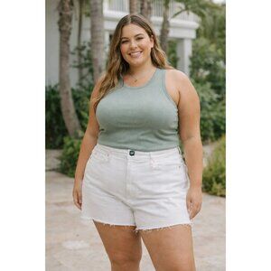 GAP size 18 White Denim Cutoff Raw Edge 5" Short Women's